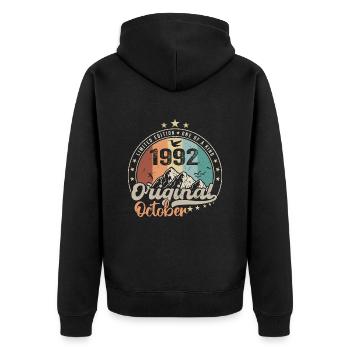Octobre | les Légendes sont nés en Octobre 1992 - Veste à capuche bio Premium Unisexe - noir - Dos - Nico (187cm)