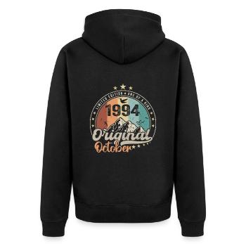 October | The Legends were born in October 1994 - Unisex Premium Organic Zip Hoodie - black - Back - Nico (187cm)
