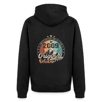 October | the Legends were born in October 2009 - Unisex Premium Organic Zip Hoodie - black - Back - Nico (187cm)