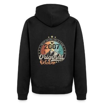 October | the Legends were born in October 2007 - Unisex Premium Organic Zip Hoodie - black - Back - Nico (187cm)