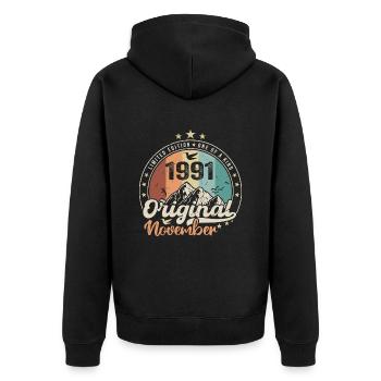 Die Legenden wurden im November 1991 geboren Geschenk - Unisex Premium Bio Zip Hoodie - Schwarz - Hinten - Nico (187cm)