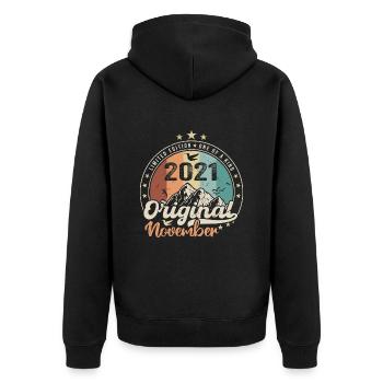 Les Légendes Sont Nées En Novembre 2021 Cadeau - Veste à capuche bio Premium Unisexe - noir - Dos - Nico (187cm)