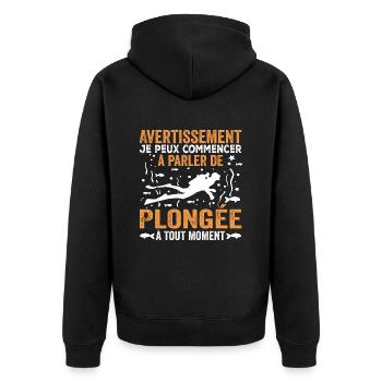Talking About Diving at Any Time - Diving Humor - Unisex Premium Organic Zip Hoodie - black - Back - Nico (187cm)