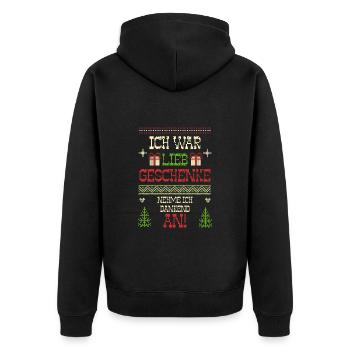 Witzig Ugly Christmas Weihnachtsspruch Xmas - Unisex Premium Bio Zip Hoodie - Schwarz - Hinten - Nico (187cm)