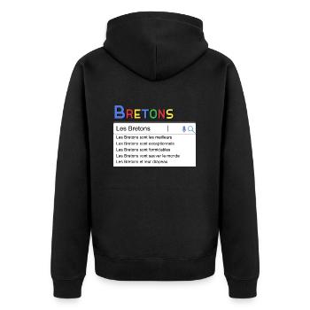 Bretons Idée Cadeau Humour Bretagne - Veste à capuche bio Premium Unisexe - noir - Dos - Nico (187cm)
