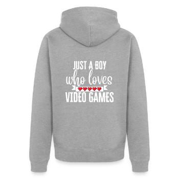 Liebevolle Videospiele - Unisex Premium Bio Zip Hoodie - Grau meliert - Hinten - Nico (187cm)