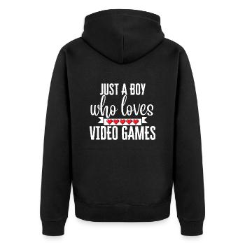 Liebevolle Videospiele - Unisex Premium Bio Zip Hoodie - Schwarz - Hinten - Nico (187cm)