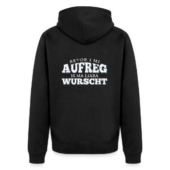 Bevor I Mi Aufreg Bayrischer Dialekt - Unisex Premium Bio Zip Hoodie - Schwarz - Hinten - Nico (187cm)
