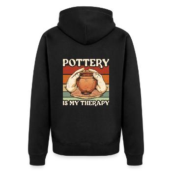 Töpfern Pottery Is My Therapy Keramik - Unisex Premium Bio Zip Hoodie - Schwarz - Hinten - Nico (187cm)