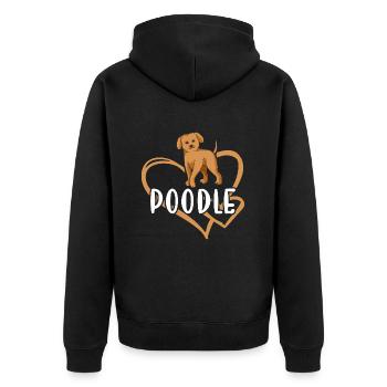 Poodle Heart - Unisex Premium Organic Zip Hoodie - black - Back - Nico (187cm)