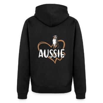 Chien Aussie Coeur - Veste à capuche bio Premium Unisexe - noir - Dos - Nico (187cm)