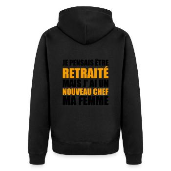 Retraite Humour Retraité Cadeau Homme Retraité - Veste à capuche bio Premium Unisexe - noir - Dos - Nico (187cm)
