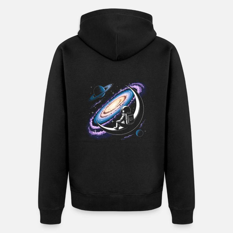 Lune Astronaute Science Espace - Veste à capuche bio Premium Unisexe - noir