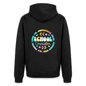 Tie Dye School Board Schulberater - Unisex Premium Bio Zip Hoodie - Schwarz - Hinten - Nico (187cm)