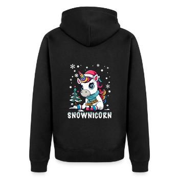 Licorne mignonne avec écharpe et chapeau de père Noël - Veste à capuche bio Premium Unisexe - noir - Dos - Nico (187cm)