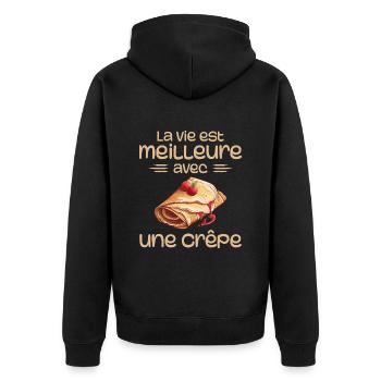 Crêpes Bretagne humour crepe - Unisex Premium Organic Zip Hoodie - black - Back - Nico (187cm)