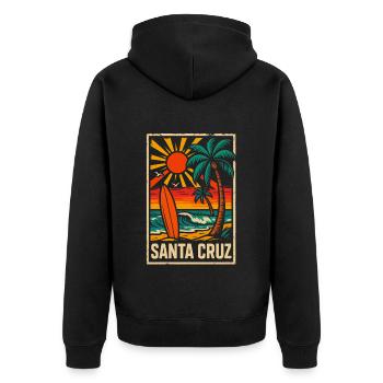 Santa Cruz Retro 70er 80er Vintage - Unisex Premium Bio Zip Hoodie - Schwarz - Hinten - Nico (187cm)