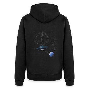 UFO PEACE Star Clusters - Unisex Premium Organic Zip Hoodie - black - Back - Nico (187cm)