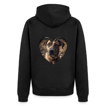 Mein Engel hat vier Pfoten - Unisex Premium Bio Zip Hoodie - Schwarz - Hinten - Nico (187cm)