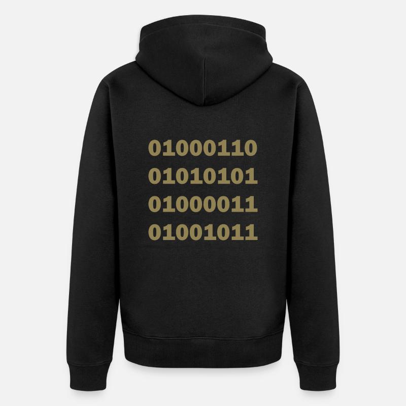 Binary Code Fuck - Unisex Premium Organic Zip Hoodie - black
