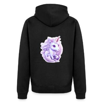 Cute unicorn - Unisex Premium Organic Zip Hoodie - black - Back - Nico (187cm)