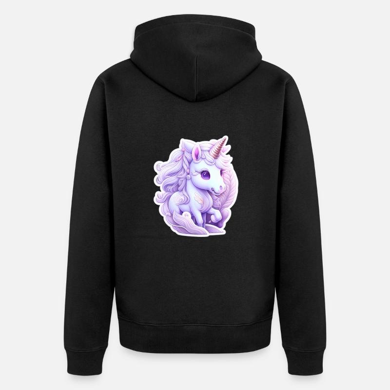 Licorne mignonne - Veste à capuche bio Premium Unisexe - noir