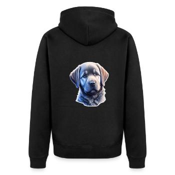 Cute Labrador Retriever puppy - Unisex Premium Organic Zip Hoodie - black - Back - Nico (187cm)