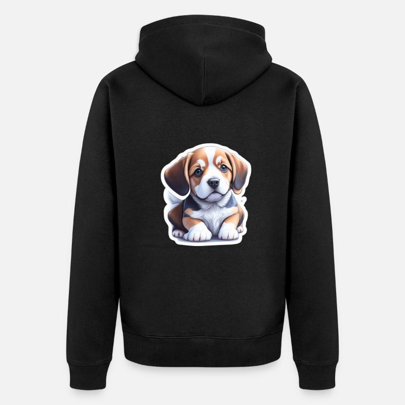 Chiot Beagle mignon - Veste à capuche bio Premium Unisexe - noir