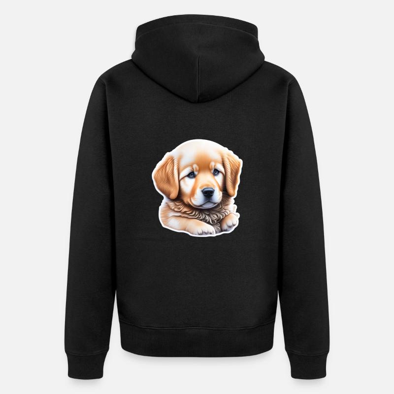 Mignon chiot golden retriever mignon - Veste à capuche bio Premium Unisexe - noir
