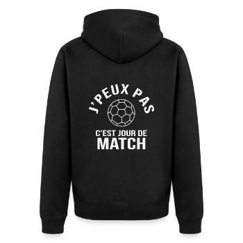 handball je peux pas c est match handball - Veste à capuche bio Premium Unisexe - noir - Dos - Nico (187cm)