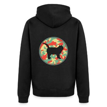 Vintage Britisch Kurzhaar Katze - Unisex Premium Bio Zip Hoodie - Schwarz - Hinten - Nico (187cm)