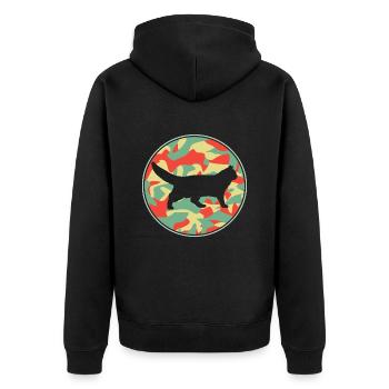 Vintage Norwegian Katze - Unisex Premium Bio Zip Hoodie - Schwarz - Hinten - Nico (187cm)