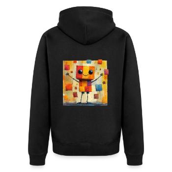 Cartonman - Né d’une boîte en carton - Veste à capuche bio Premium Unisexe - noir - Dos - Nico (187cm)