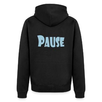 PAUSE - Unisex Premium Bio Zip Hoodie - Schwarz - Hinten - Nico (187cm)