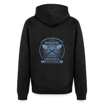 Landschaftsgärtner mit der Schaufel in den Händen - Unisex Premium Bio Zip Hoodie - Schwarz - Hinten - Nico (187cm)
