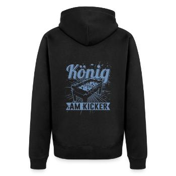 König am Kicker HerrenT-Shirt für Kicker Spieler - Unisex Premium Bio Zip Hoodie - Schwarz - Hinten - Nico (187cm)