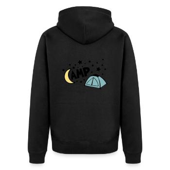 NACHTLAGER LAGER NACHT CAMPING STERNE ZELT MOTIV - Unisex Premium Bio Zip Hoodie - Schwarz - Hinten - Nico (187cm)