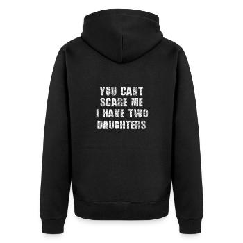 Vater Tochter Sprüche du kannst mich nicht schocke - Unisex Premium Bio Zip Hoodie - Schwarz - Hinten - Nico (187cm)