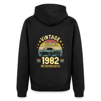 Vintage Octobre 1982 40 Ans Anniversaire - Veste à capuche bio Premium Unisexe - noir - Dos - Nico (187cm)
