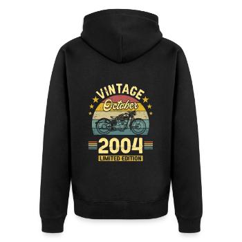 Vintage October 2004 18 Years Anniversary - Unisex Premium Organic Zip Hoodie - black - Back - Nico (187cm)