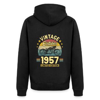Vintage Octobre 1957 65 Ans Anniversaire - Veste à capuche bio Premium Unisexe - noir - Dos - Nico (187cm)