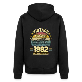 Vintage Octobre 1982 40 Ans Anniversaire - Veste à capuche bio Premium Unisexe - noir - Dos - Nico (187cm)