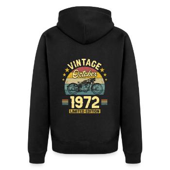 Vintage Octobre 1972 50 Ans Anniversaire - Veste à capuche bio Premium Unisexe - noir - Dos - Nico (187cm)