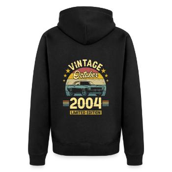 Vintage October 2004 18 Years Anniversary - Unisex Premium Organic Zip Hoodie - black - Back - Nico (187cm)