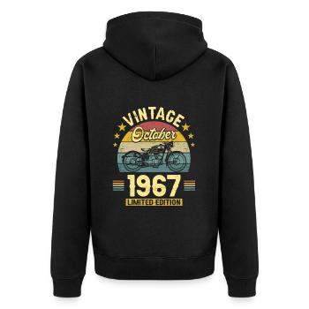 1967, 55 Jahre alt, 55, 55. Geburtstag, 55. Geburtstag - Unisex Premium Bio Zip Hoodie - Schwarz - Hinten - Nico (187cm)