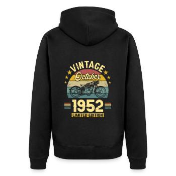 Vintage Octobre 1952 70 Ans Anniversaire - Veste à capuche bio Premium Unisexe - noir - Dos - Nico (187cm)