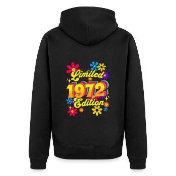 Rétro et Vintage 1972 Femme 50 Ans Anniversaire - Veste à capuche bio Premium Unisexe - noir - Dos - Nico (187cm)