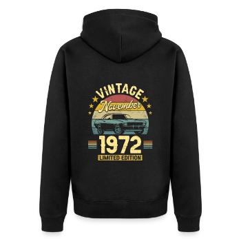 Vintage November 1972 50 years Anniversary - Unisex Premium Organic Zip Hoodie - black - Back - Nico (187cm)