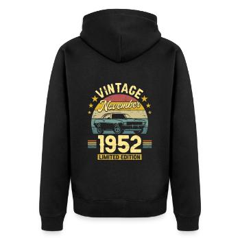 Vintage Novembre 1952 70 Ans Anniversaire - Veste à capuche bio Premium Unisexe - noir - Dos - Nico (187cm)