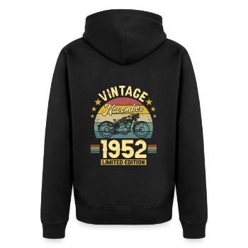 Vintage Novembre 1952 70 Ans Anniversaire - Veste à capuche bio Premium Unisexe - noir - Dos - Nico (187cm)